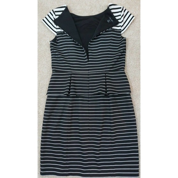 Ivy + Blu ~Woman Size 10~ White/Black Striped Print Sheath Dress Fully Lined. - Picture 12 of 12